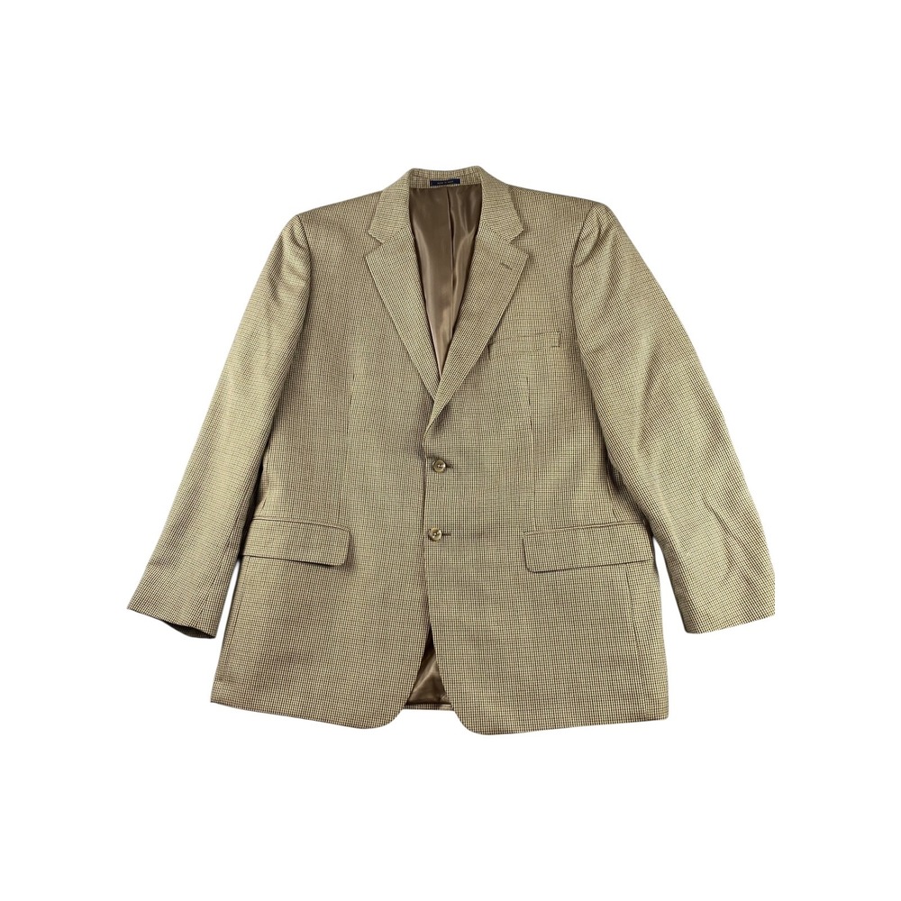 Club Room Mens Tan Brown Houndstooth Blazer Sport Coat 46L 46 Long WPL 8046